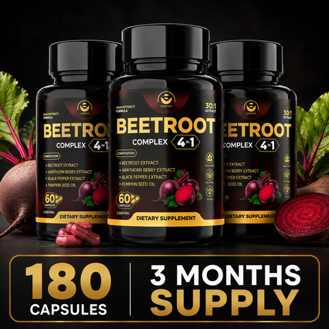Beet Root Complex Supplement with Beetroot Extract, Hawthorn Berry Extract, Black Pepper Extract & Pumpkin Seed Oil, 60 Vegan Capsules