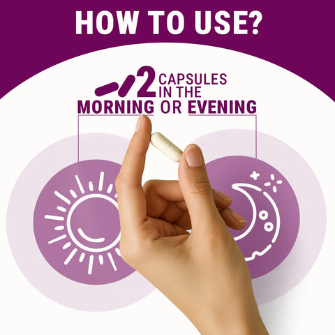 Legrano NAD Supplement how to use — take 2 capsules in the morning or evening with hand holding capsule